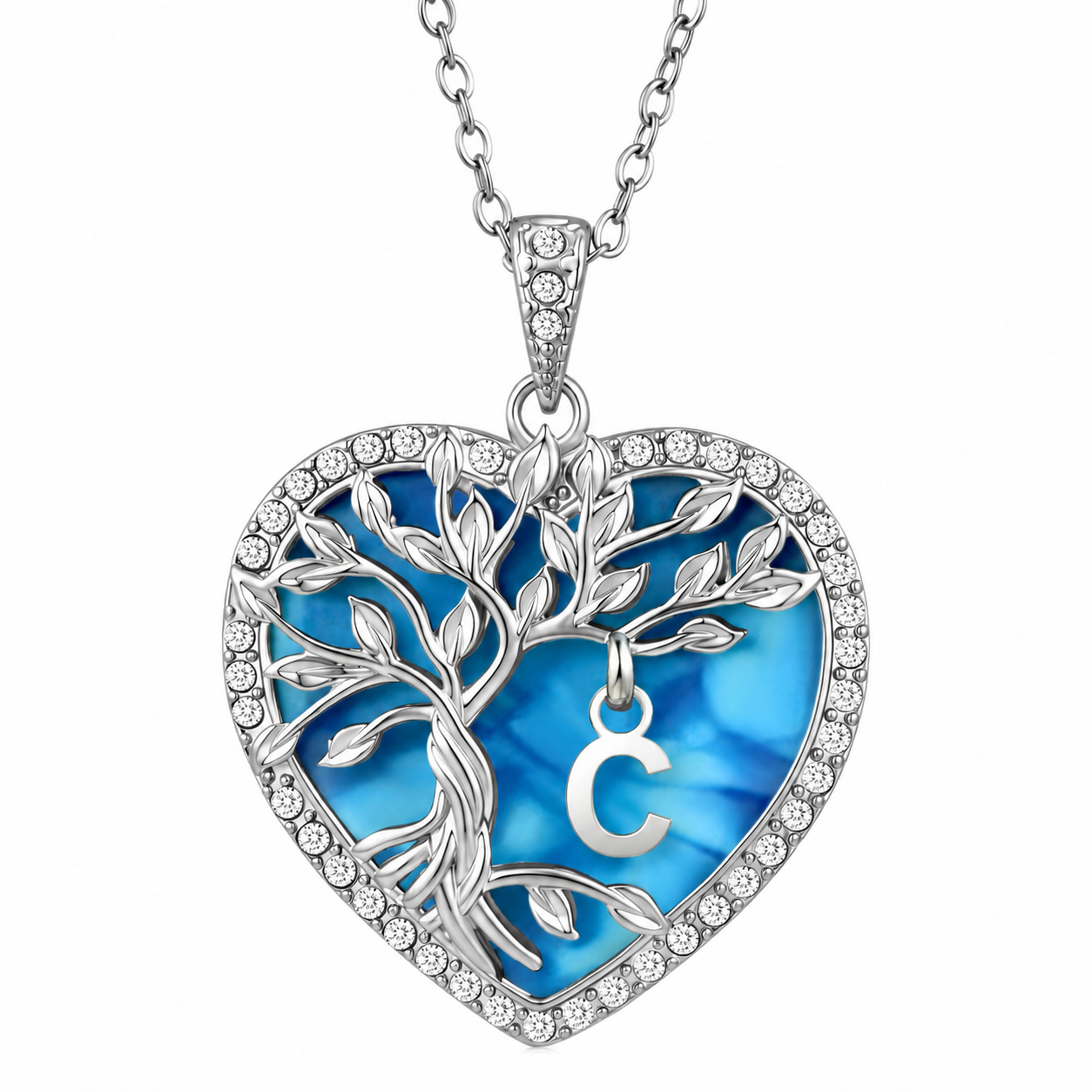 Heshpaws Tree of Life Necklace for Women ，Heart Pendant with Initial Letter , A-Z Alphabet Jewelry for Women, Birthday Anniversary Gift