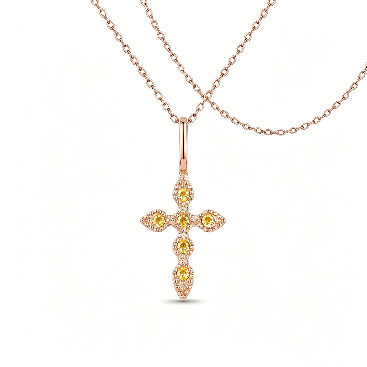 Heshpaws Birthstone Cross Necklace for Women Cubic Zirconia Pendant with Sparkle Christmas Birthday Gift for Mom Daughter Wife Choose Silver or Rose Gold