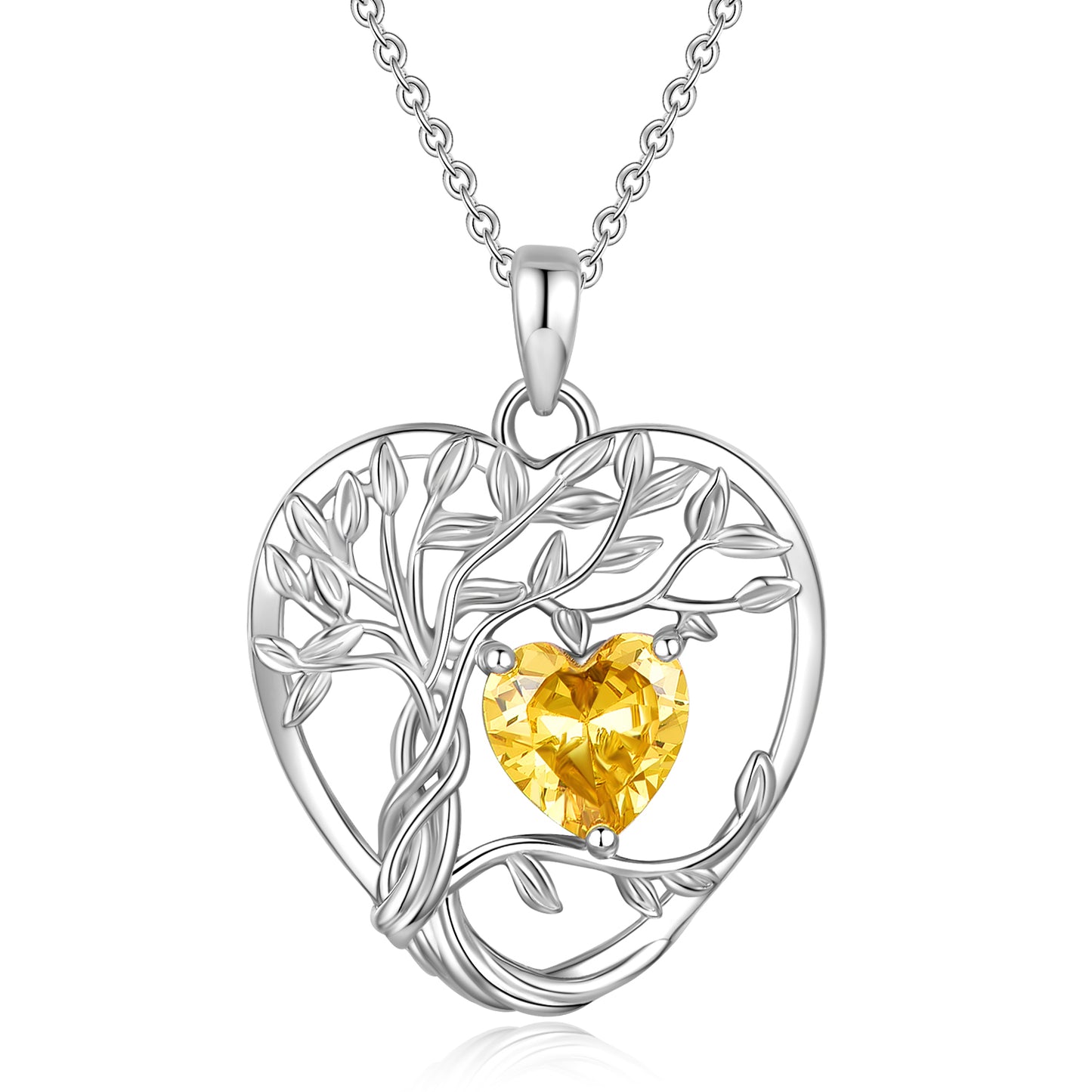HESHPAWS 925 Sterling Silver Birthstone Necklace Heart Pendant Jewelry ，With Birthstone Love Pendant Necklaces Christmas Birthday Anniversary Jewelry Gift for Women Wife