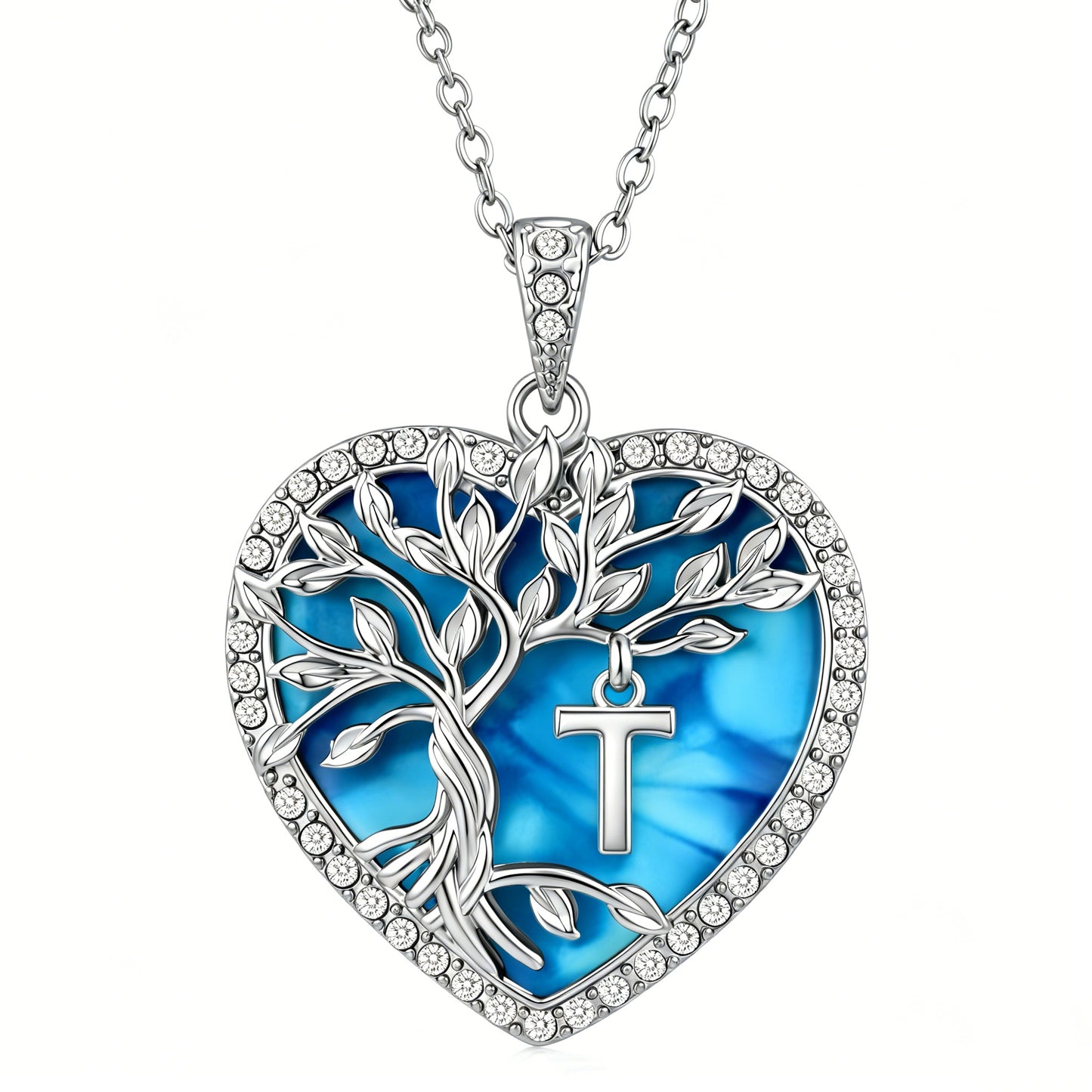 Heshpaws Tree of Life Necklace for Women ，Heart Pendant with Initial Letter , A-Z Alphabet Jewelry for Women, Birthday Anniversary Gift