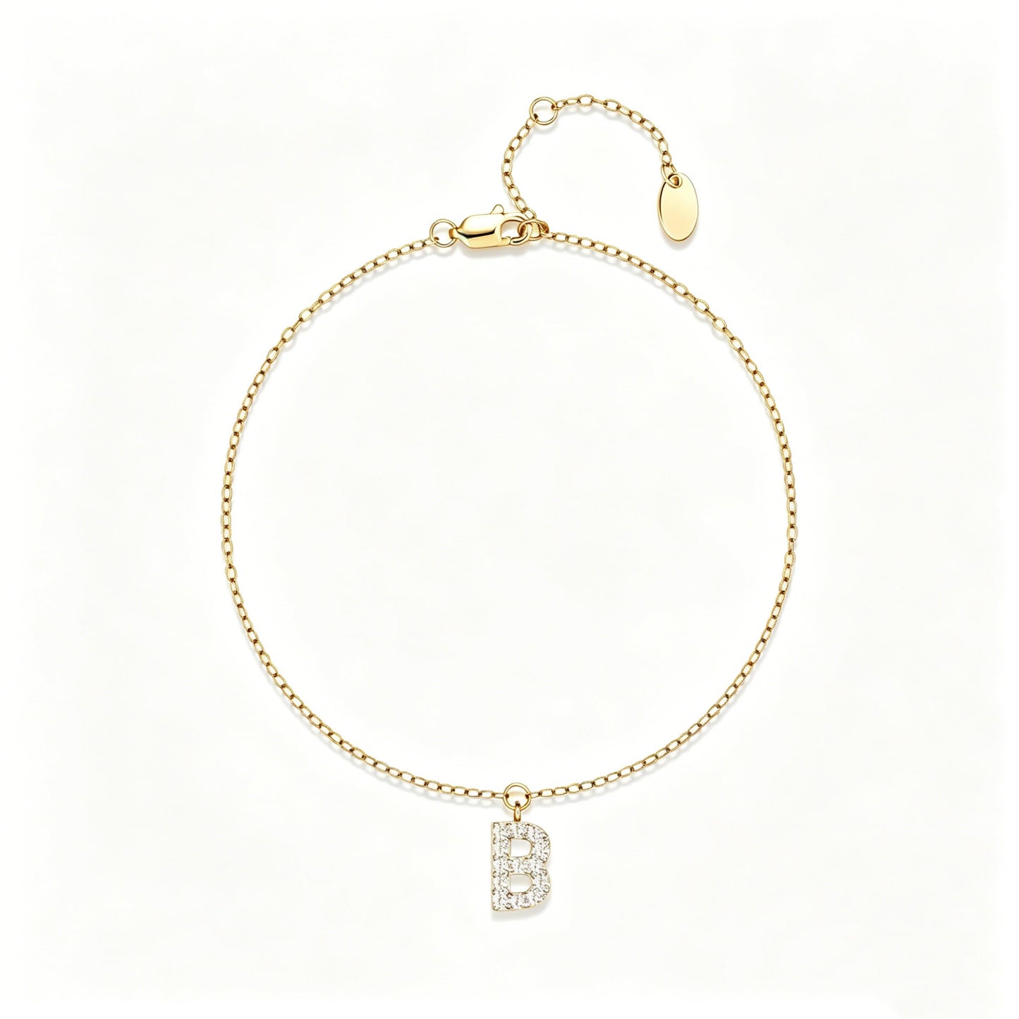 HESHPAWS S925 Sterling Silver Initial Bracelets for Women, Your surname initial bracelet
