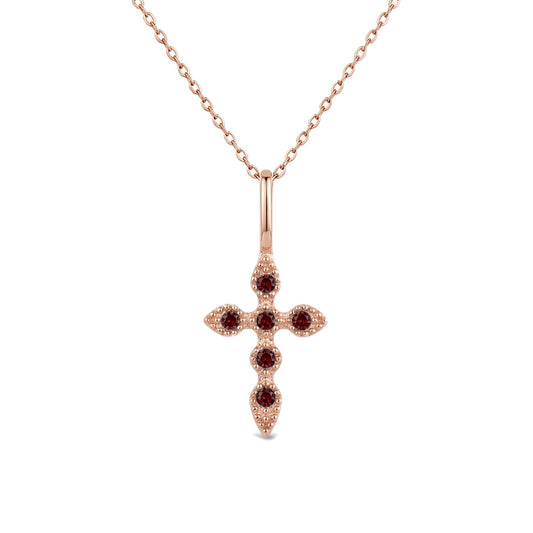 Heshpaws Birthstone Cross Necklace for Women Cubic Zirconia Pendant with Sparkle Christmas Birthday Gift for Mom Daughter Wife Choose Silver or Rose Gold