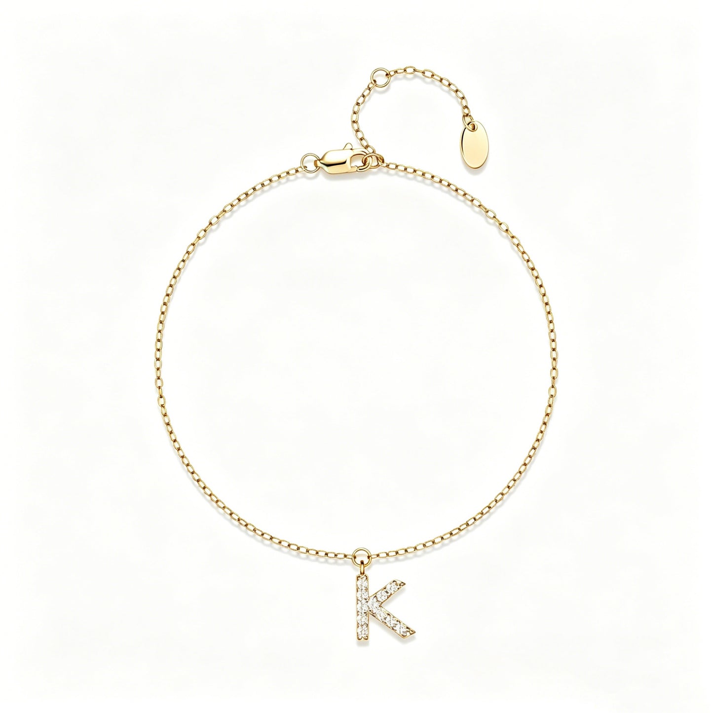 HESHPAWS S925 Sterling Silver Initial Bracelets for Women, Your surname initial bracelet