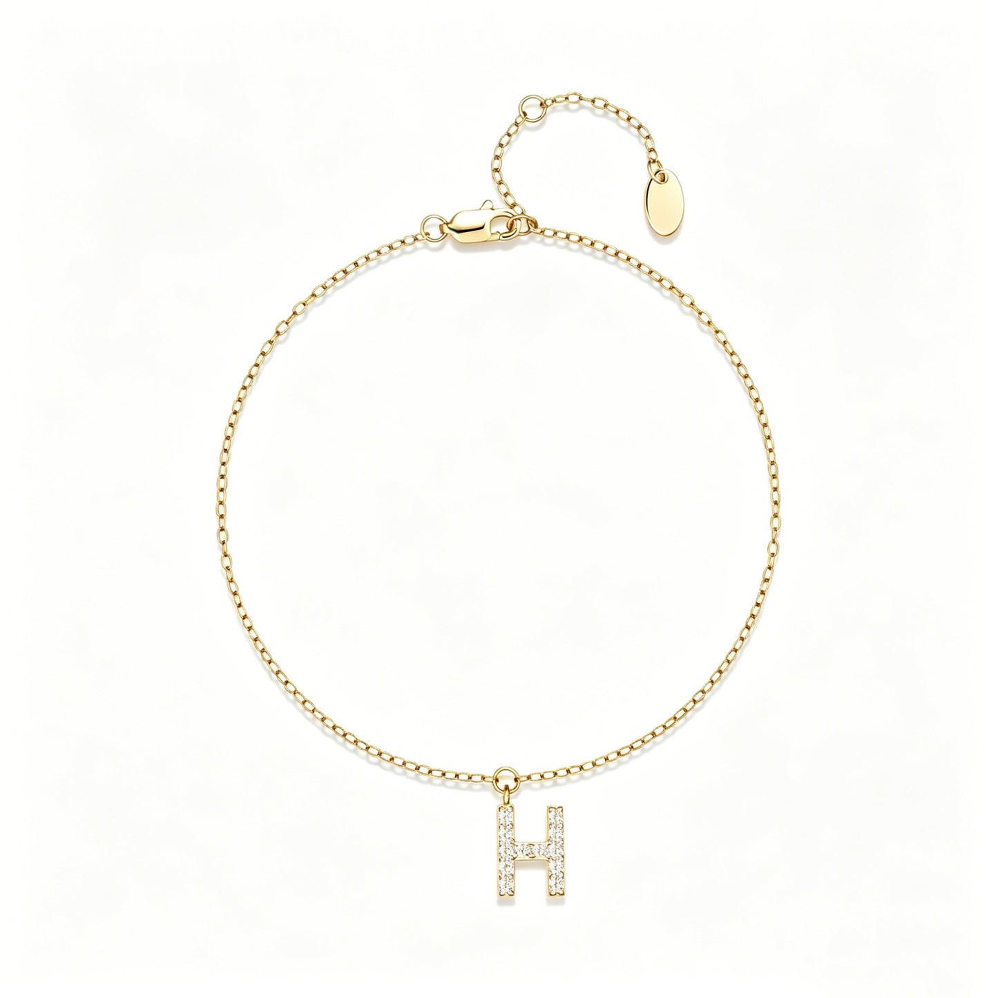 HESHPAWS S925 Sterling Silver Initial Bracelets for Women, Your surname initial bracelet