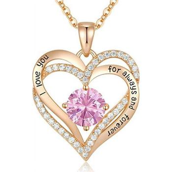 Love Pendant S925 Sterling Silver Necklaces for Women with Birthstone Zirconia, Christmas Birthday Anniversary Jewelry Gift for Women Wife Girls