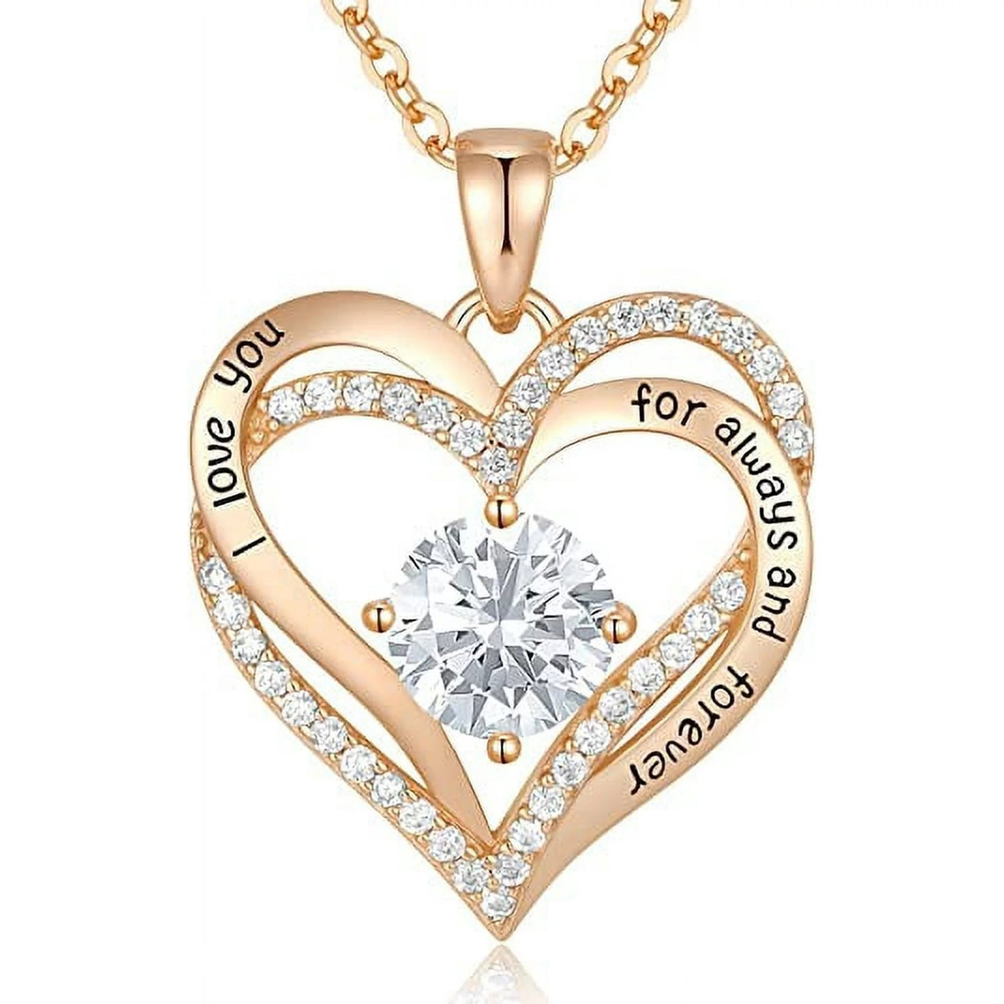 Love Pendant S925 Sterling Silver Necklaces for Women with Birthstone Zirconia, Christmas Birthday Anniversary Jewelry Gift for Women Wife Girls