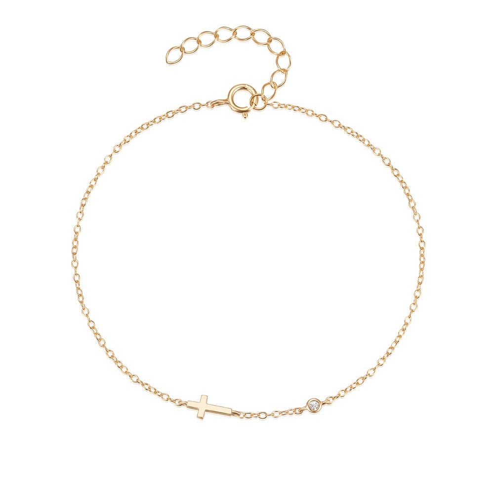 Cross Bracelet/Anklet for Women S925 Sterling Silver Adjustable Cross Faith Bracelet Anklet Religious Cross Jewelry Confirmation Gift for Women Girls