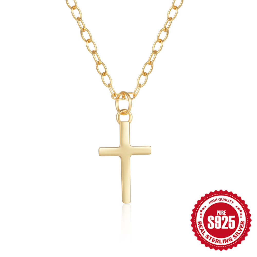 HESHPAWS S925 Sterling Silver Cross Pendant Necklace for Women, Lobster Clasp, Jewelry Gift Box