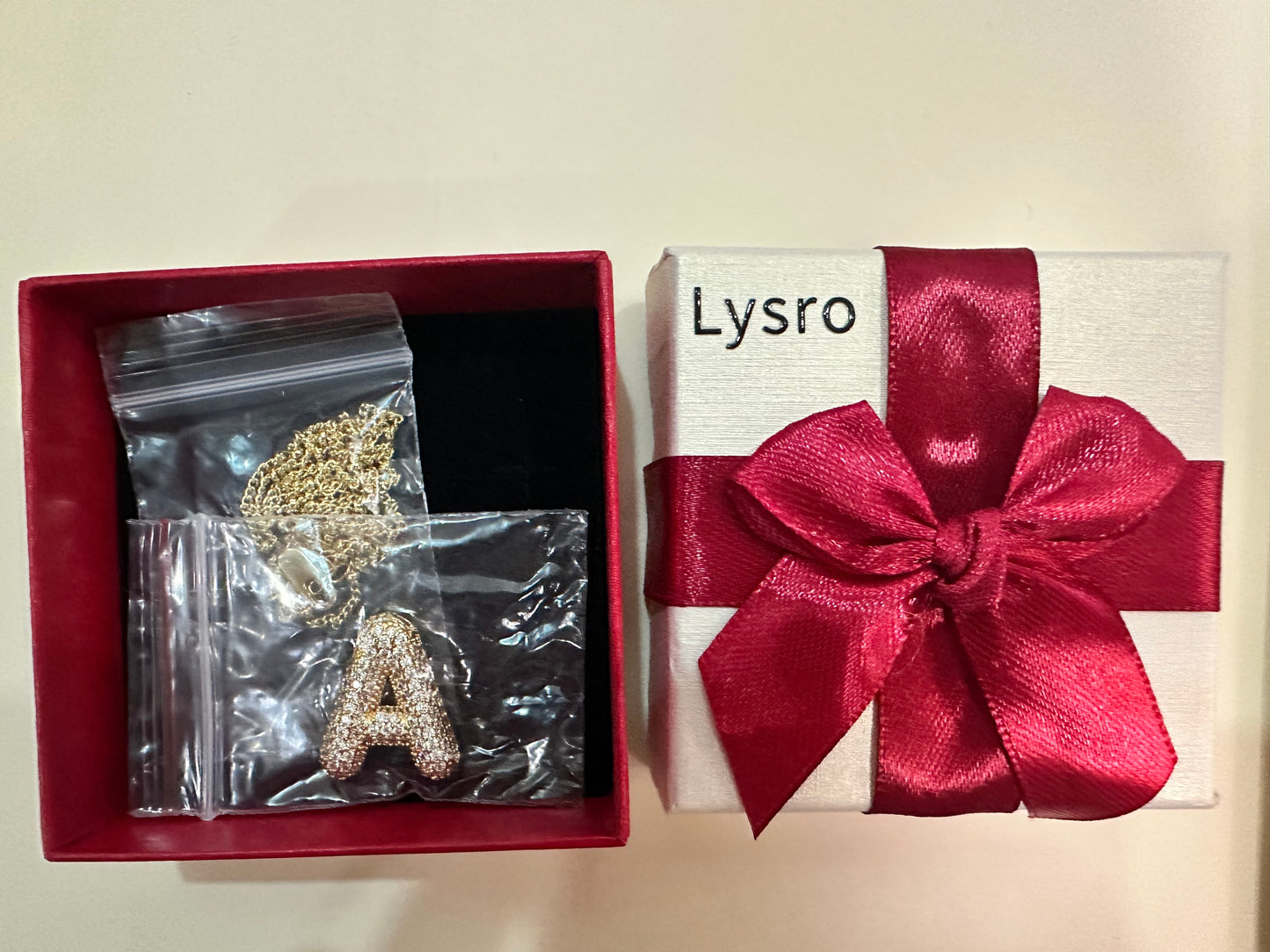 Lysro   A-Z Bubble Letter Necklace Gold Rhinestone Letter Pendant Chain Layering Necklaces