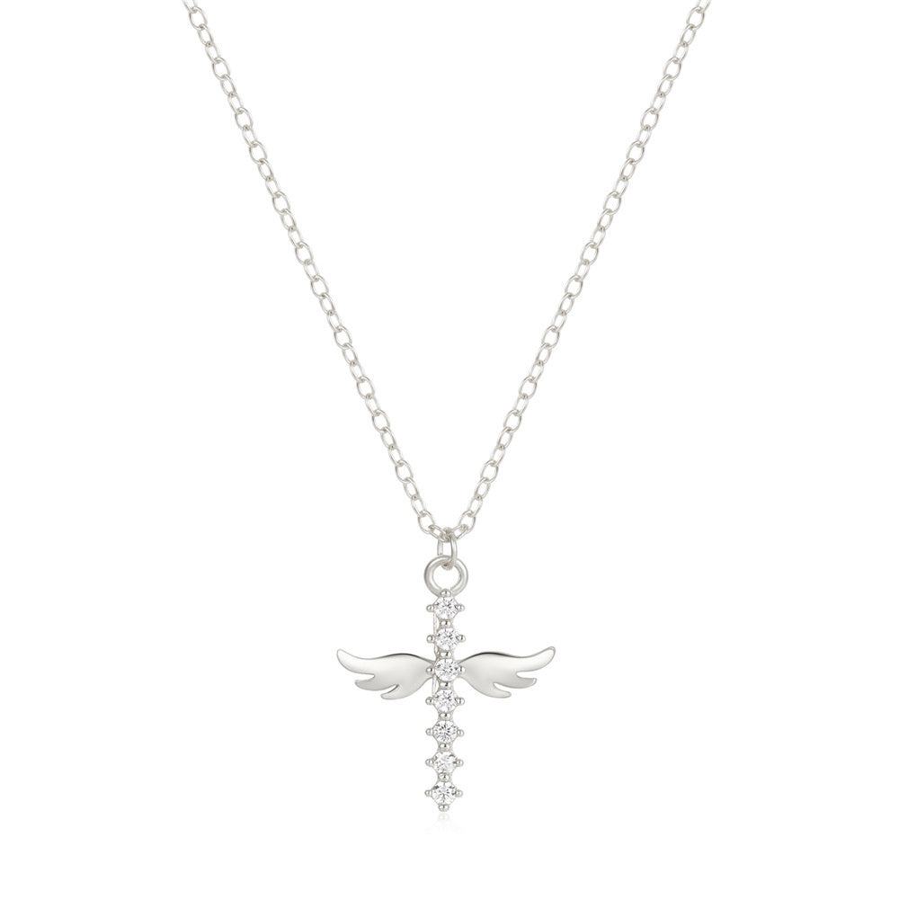 HESHPAWS S925 Sterling Silver Cross Pendant Necklace for Women, Lobster Clasp, Jewelry Gift Box