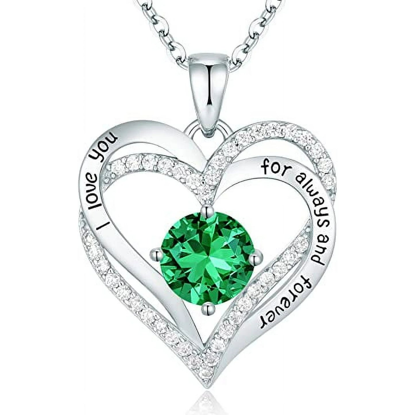 Love Pendant S925 Sterling Silver Necklaces for Women with Birthstone Zirconia, Christmas Birthday Anniversary Jewelry Gift for Women Wife Girls