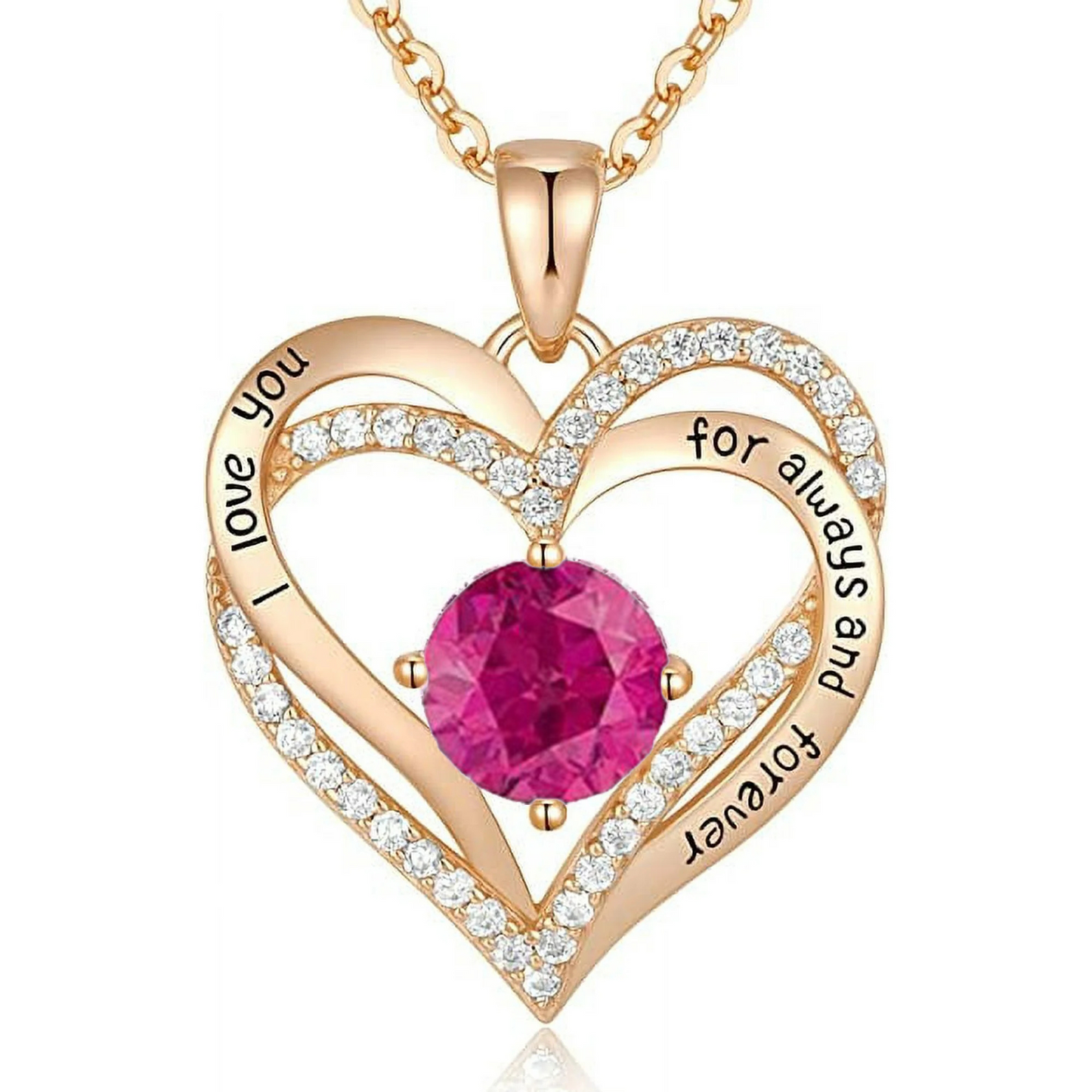 Love Pendant S925 Sterling Silver Necklaces for Women with Birthstone Zirconia, Christmas Birthday Anniversary Jewelry Gift for Women Wife Girls