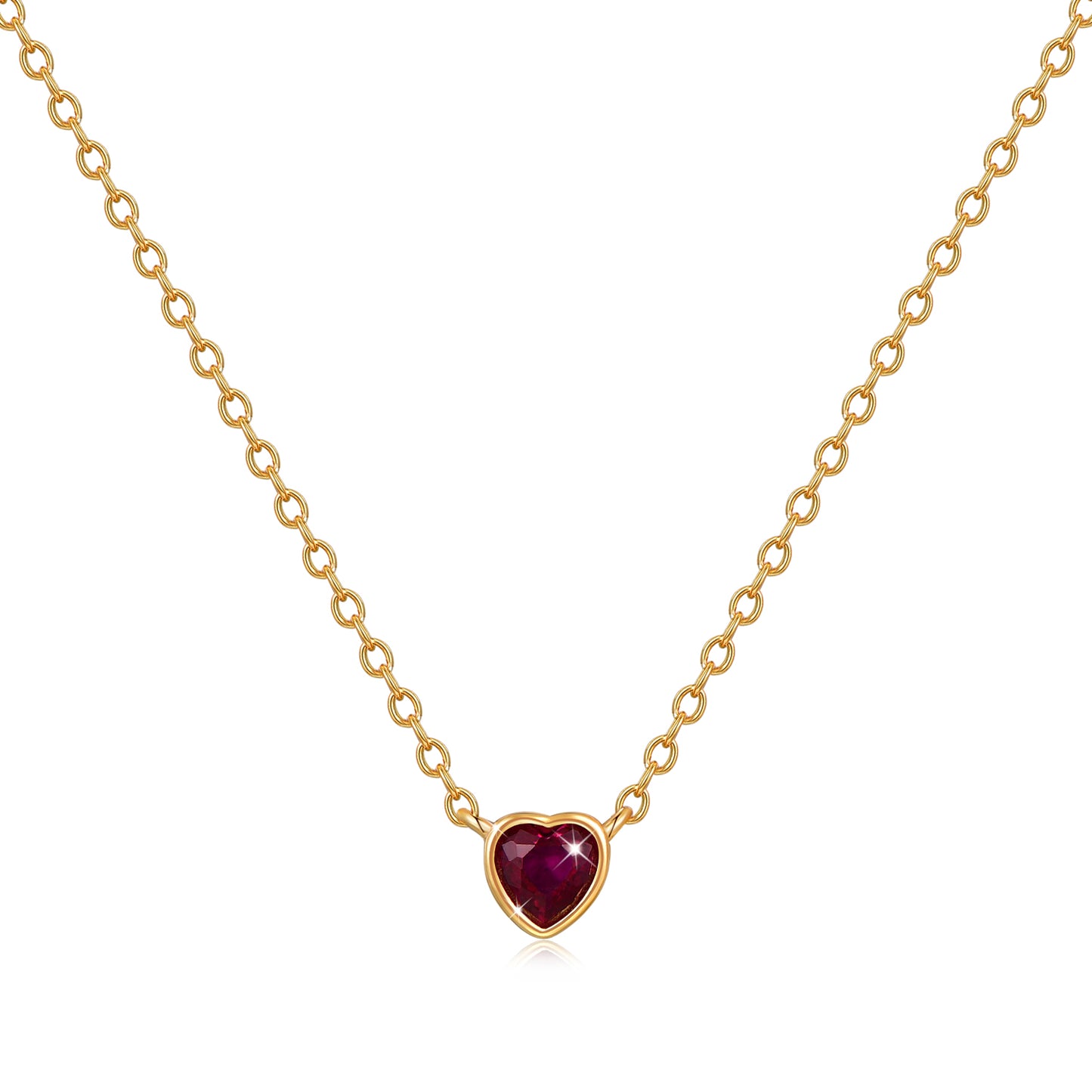 HESHPAWS S925 Sterling Silver Pink Diamond Necklace, Love Birthday Stone Birthday Anniversary Jewelry Gift, with Gift Box