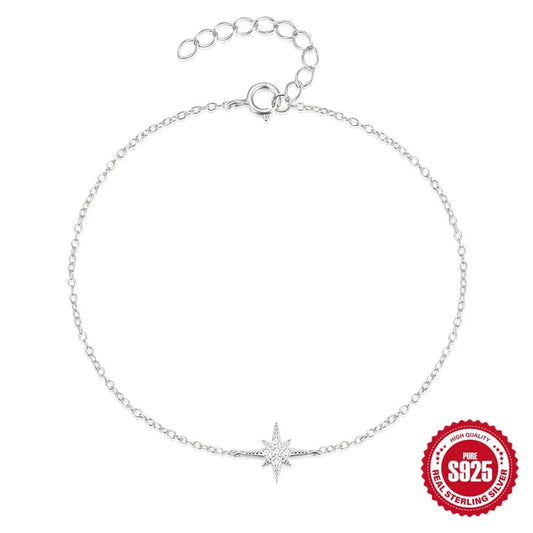 HESHPAWS S925 Sterling Silver Octagonal Star Bracelet Gifts for Women Teens Girls Girlfriend Wife Christmas Birthday