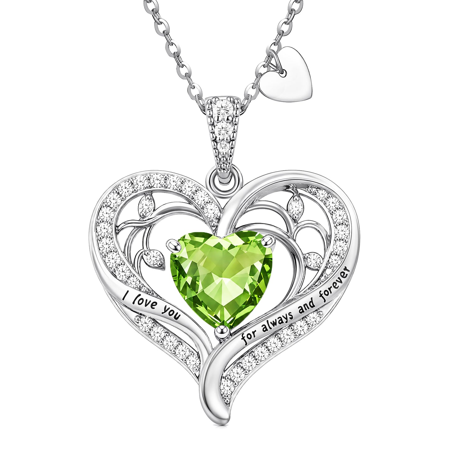 HESHPAWS Love Pendant Necklaces for Women With Birthstone Zirconia, Christmas Birthday Anniversary Jewelry Gift for Women Wife