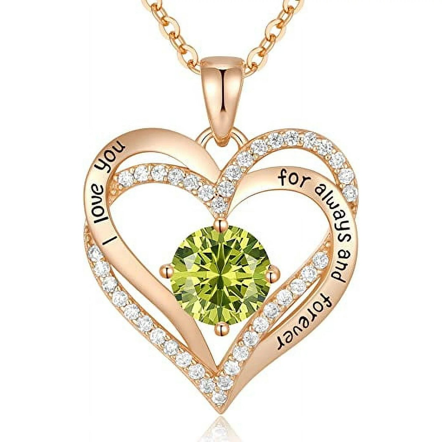 Love Pendant S925 Sterling Silver Necklaces for Women with Birthstone Zirconia, Christmas Birthday Anniversary Jewelry Gift for Women Wife Girls