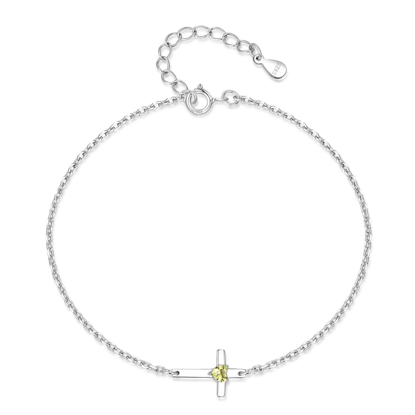 HESHPAWS S925 Sterling Silver Cross Bracelet for Women ,Adjustable Religious Birthstone cross bracelet Gift for Women （with Gift Box)