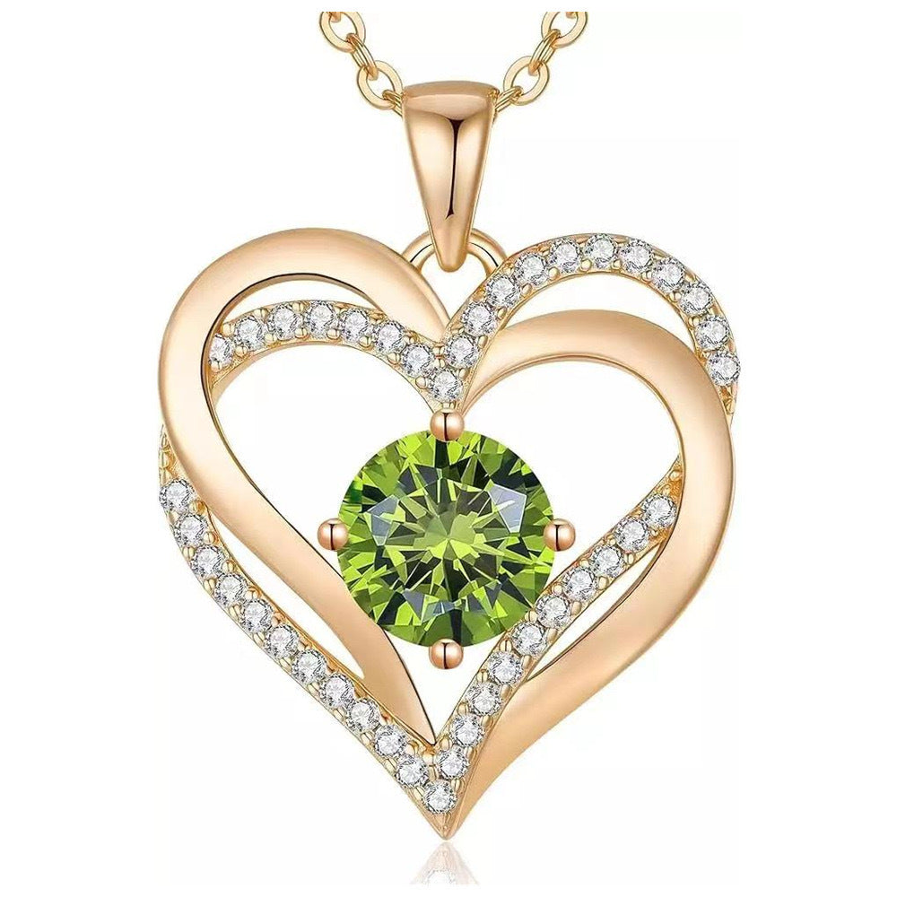 HESHPAWS Love Pendant Necklaces for Women With Birthstone Zirconia, Christmas Birthday Anniversary Jewelry Gift for Women Wife