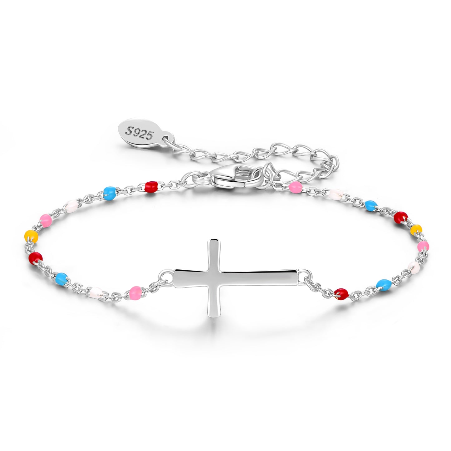 Cross Bracelet/Anklet for Women S925 Sterling Silver Adjustable Cross Faith Bracelet Anklet Religious Cross Jewelry Confirmation Gift for Women Girls