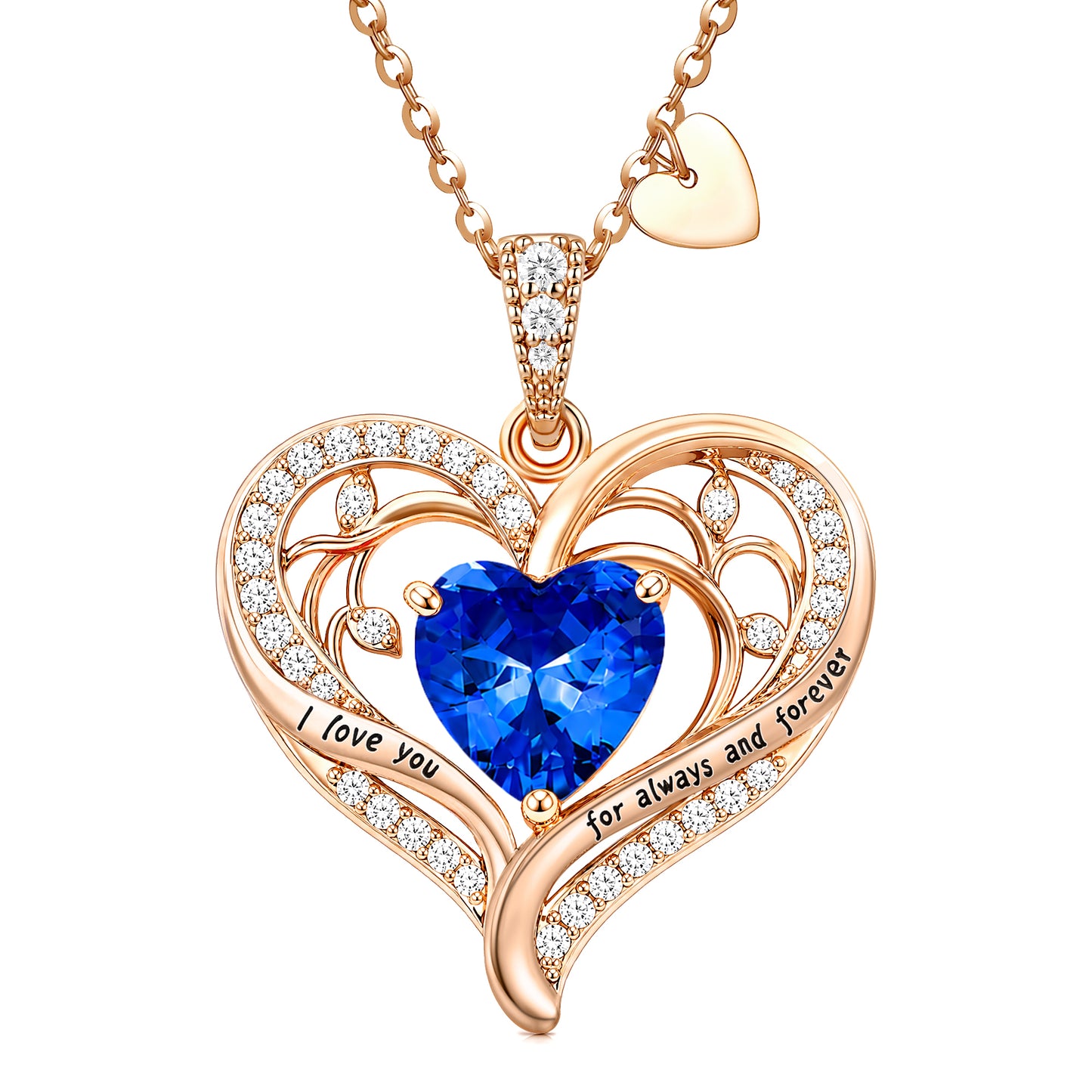 HESHPAWS Love Pendant Necklaces for Women With Birthstone Zirconia, Christmas Birthday Anniversary Jewelry Gift for Women Wife