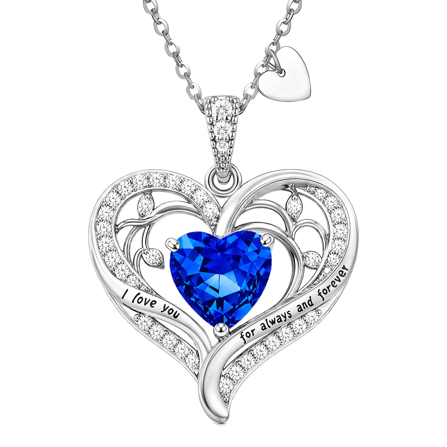 HESHPAWS Love Pendant Necklaces for Women With Birthstone Zirconia, Christmas Birthday Anniversary Jewelry Gift for Women Wife