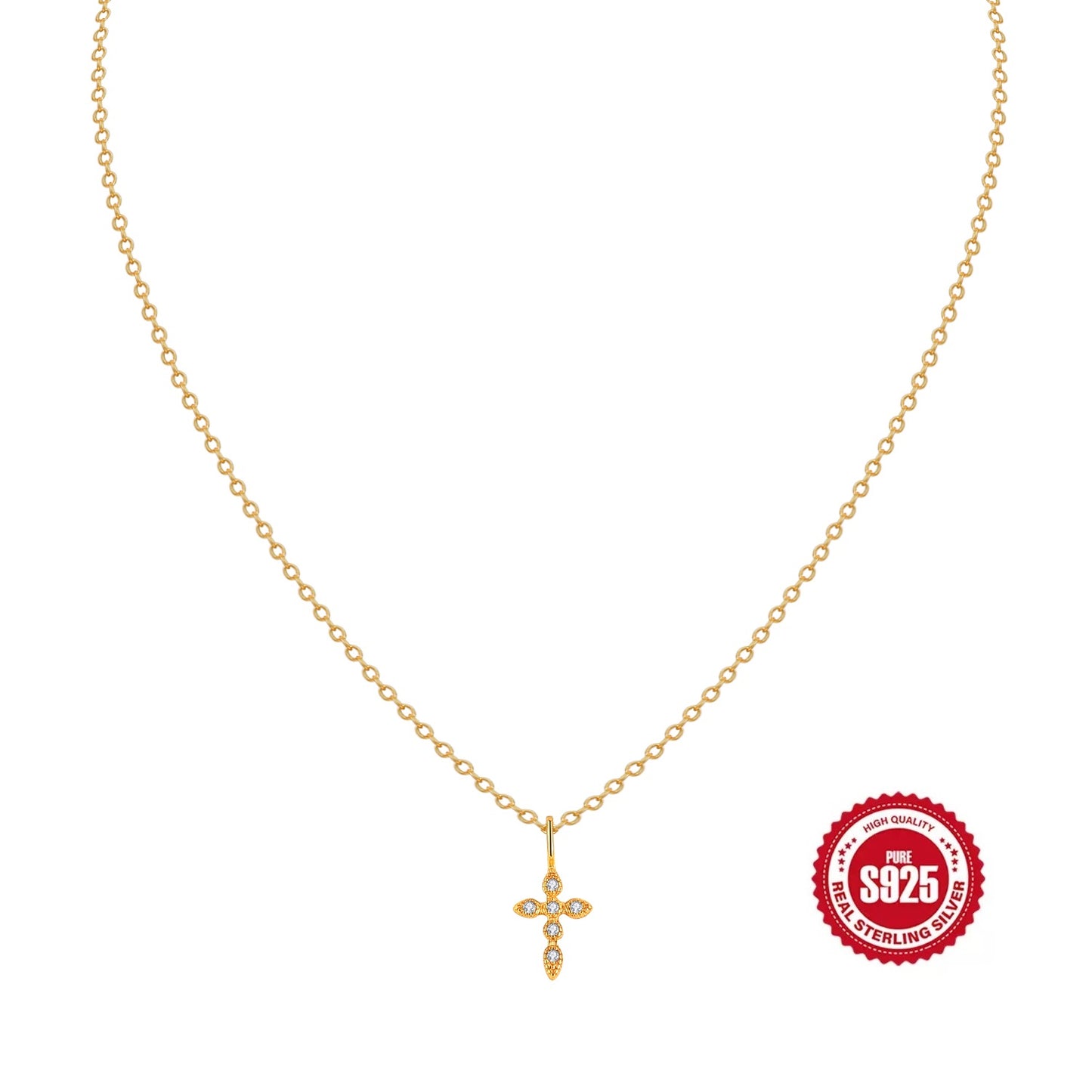 HESHPAWS S925 Sterling Silver Cross Necklace for Women Cross Chain Jewelry Gifts （with Gift Box)