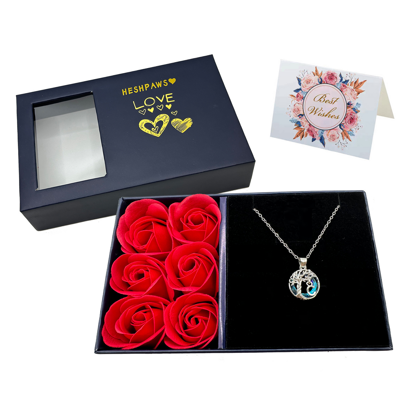 Rose Gift Box Tree of Life Necklace for Women with Initial A-Z Letter Necklace Jewelry Christmas birthday gifts