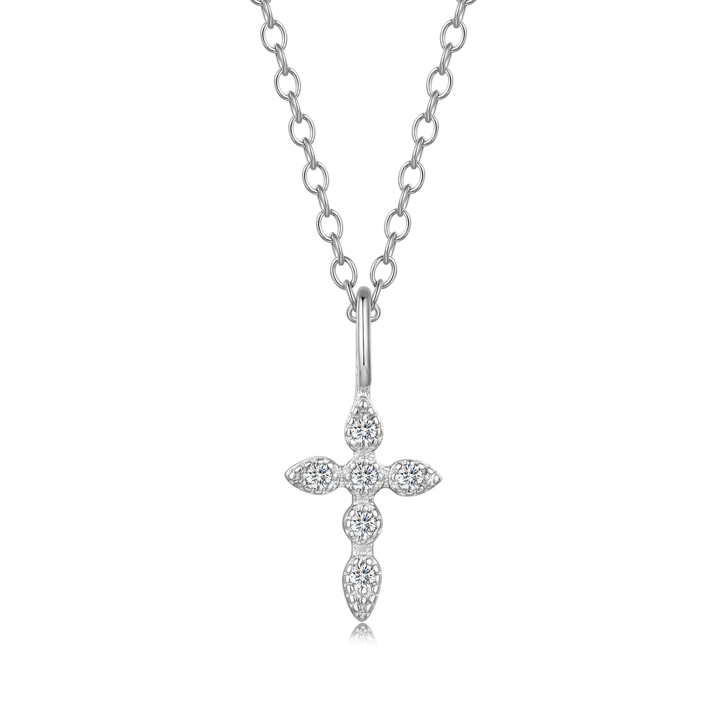 Heshpaws Birthstone Cross Necklace for Women Cubic Zirconia Pendant with Sparkle Christmas Birthday Gift for Mom Daughter Wife Choose Silver or Rose Gold