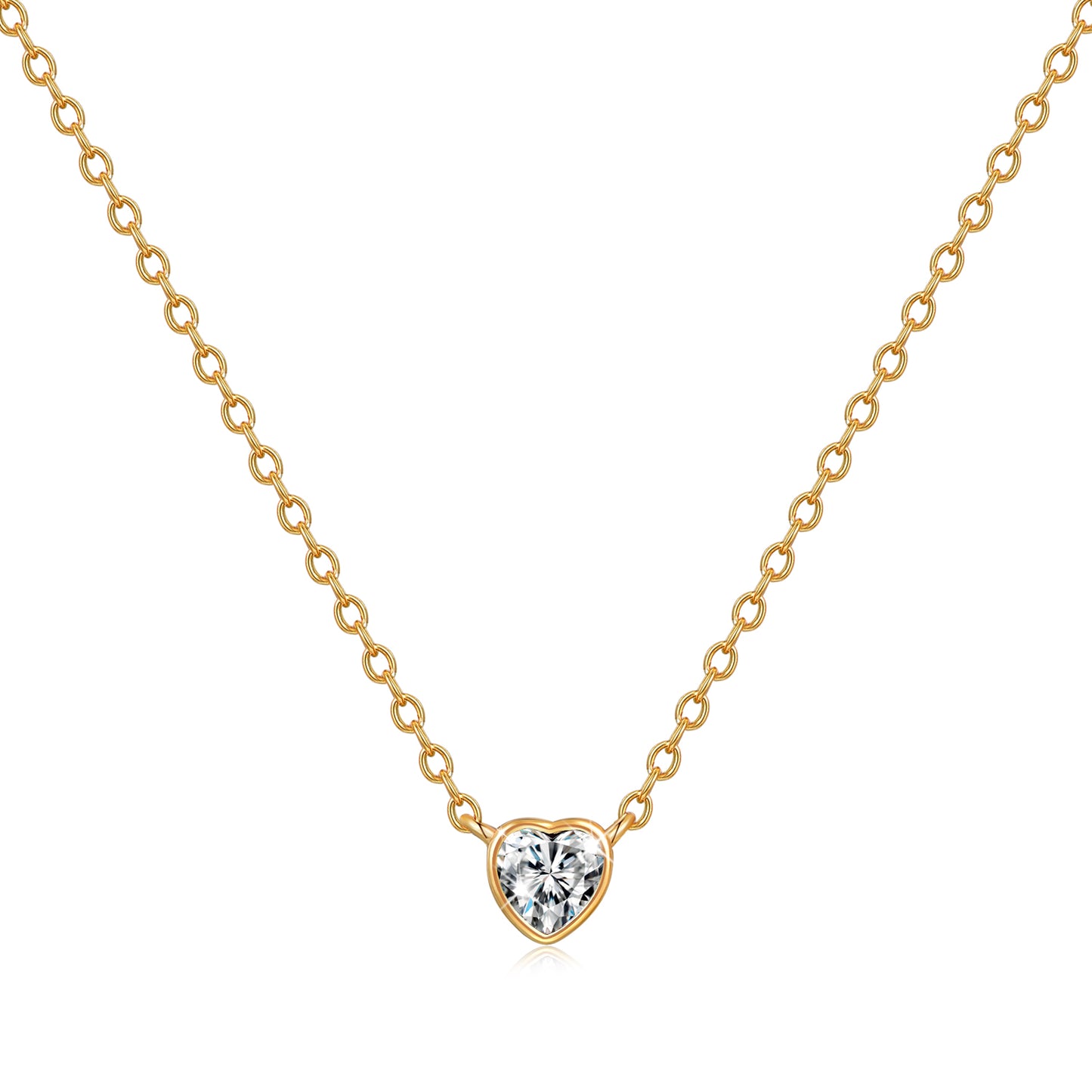 HESHPAWS S925 Sterling Silver Pink Diamond Necklace, Love Birthday Stone Birthday Anniversary Jewelry Gift, with Gift Box