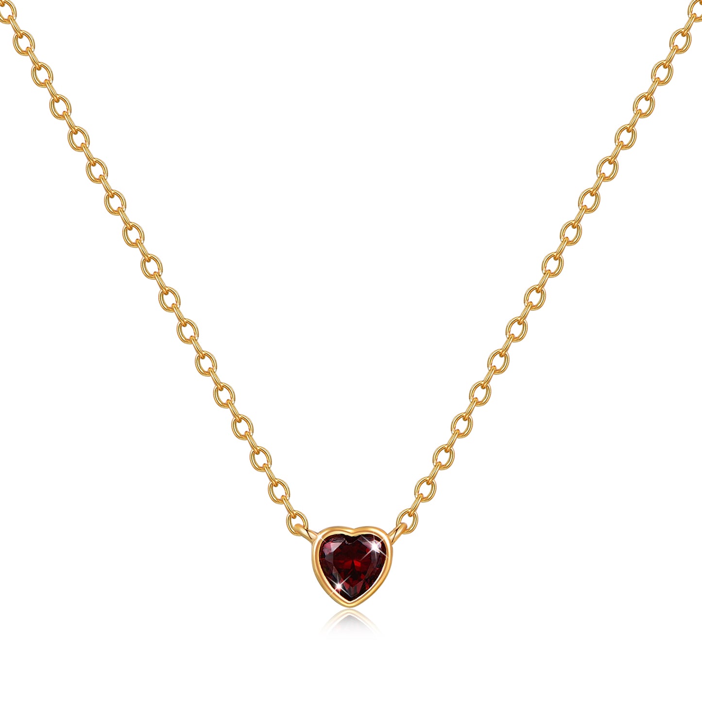 HESHPAWS S925 Sterling Silver Pink Diamond Necklace, Love Birthday Stone Birthday Anniversary Jewelry Gift, with Gift Box