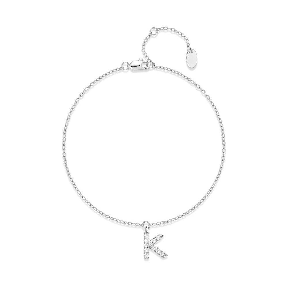 HESHPAWS S925 Sterling Silver Initial Bracelets for Women, Your surname initial bracelet