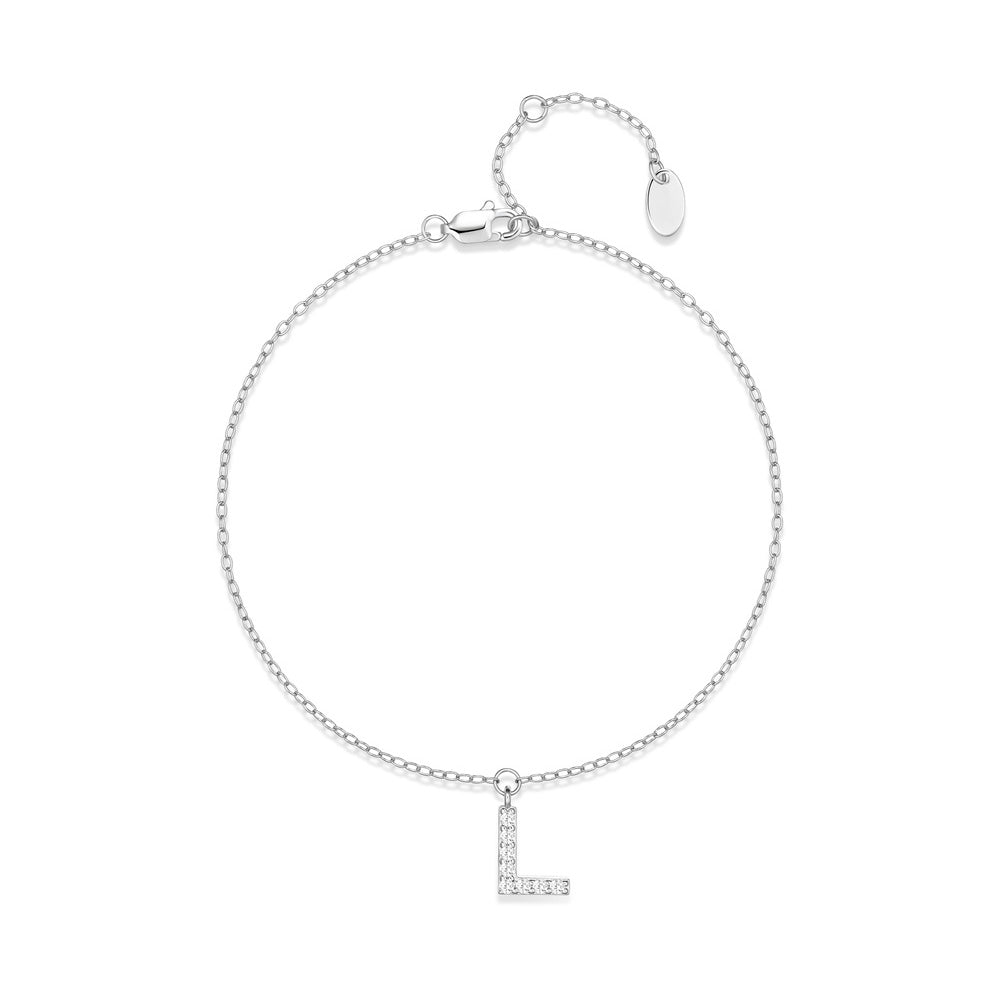 HESHPAWS S925 Sterling Silver Initial Bracelets for Women, Your surname initial bracelet