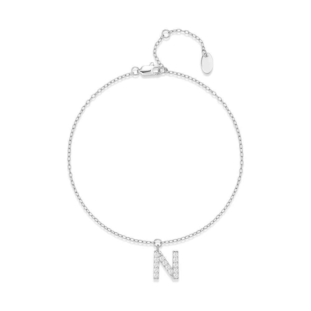 HESHPAWS S925 Sterling Silver Initial Bracelets for Women, Your surname initial bracelet