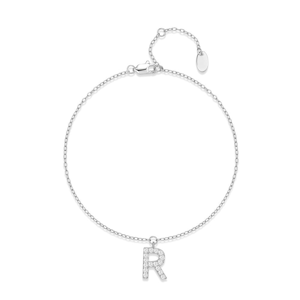 HESHPAWS S925 Sterling Silver Initial Bracelets for Women, Your surname initial bracelet