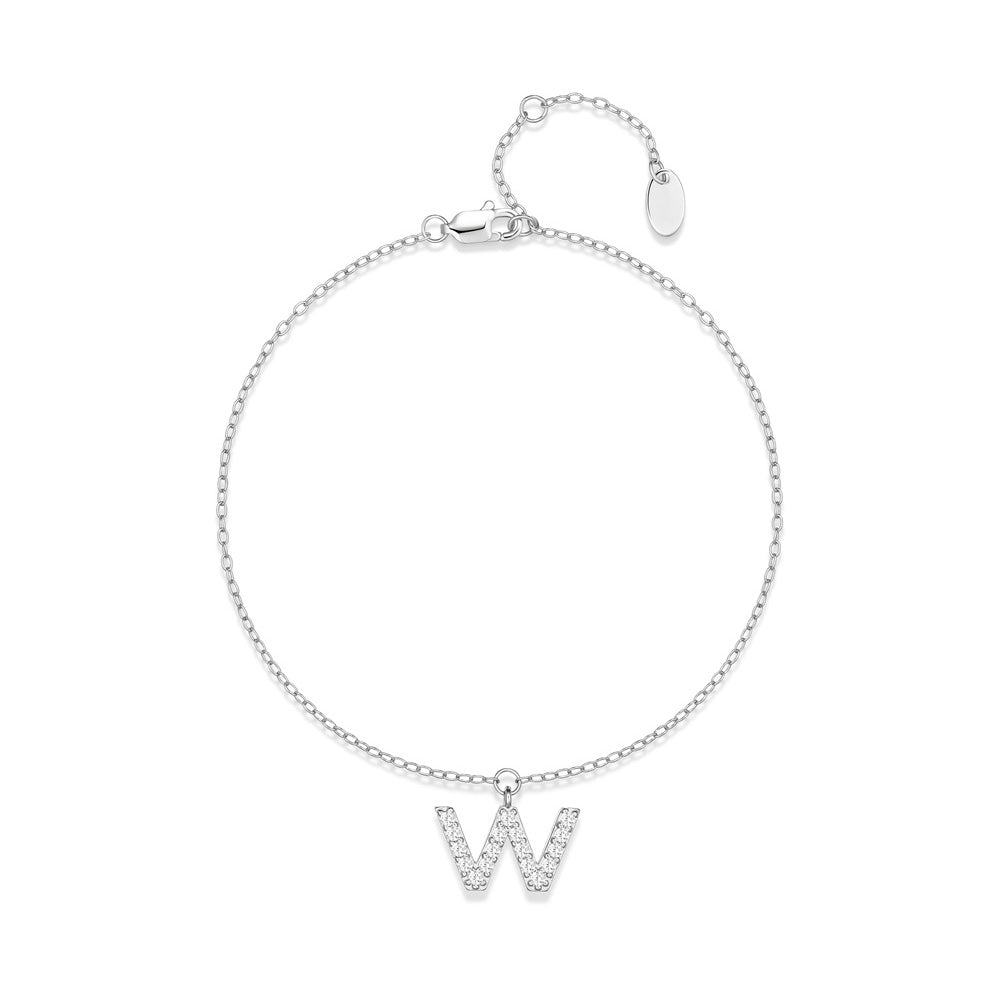 HESHPAWS S925 Sterling Silver Initial Bracelets for Women, Your surname initial bracelet