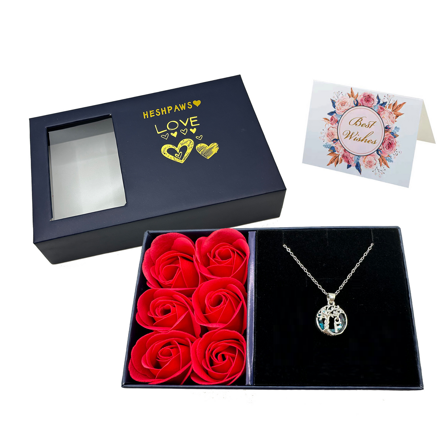 Rose Gift Box Tree of Life Necklace for Women with Initial A-Z Letter Necklace Jewelry Christmas birthday gifts