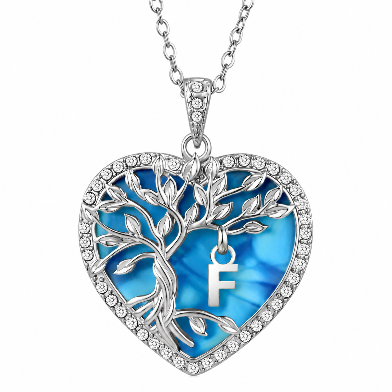 Heshpaws Tree of Life Necklace for Women ，Heart Pendant with Initial Letter , A-Z Alphabet Jewelry for Women, Birthday Anniversary Gift
