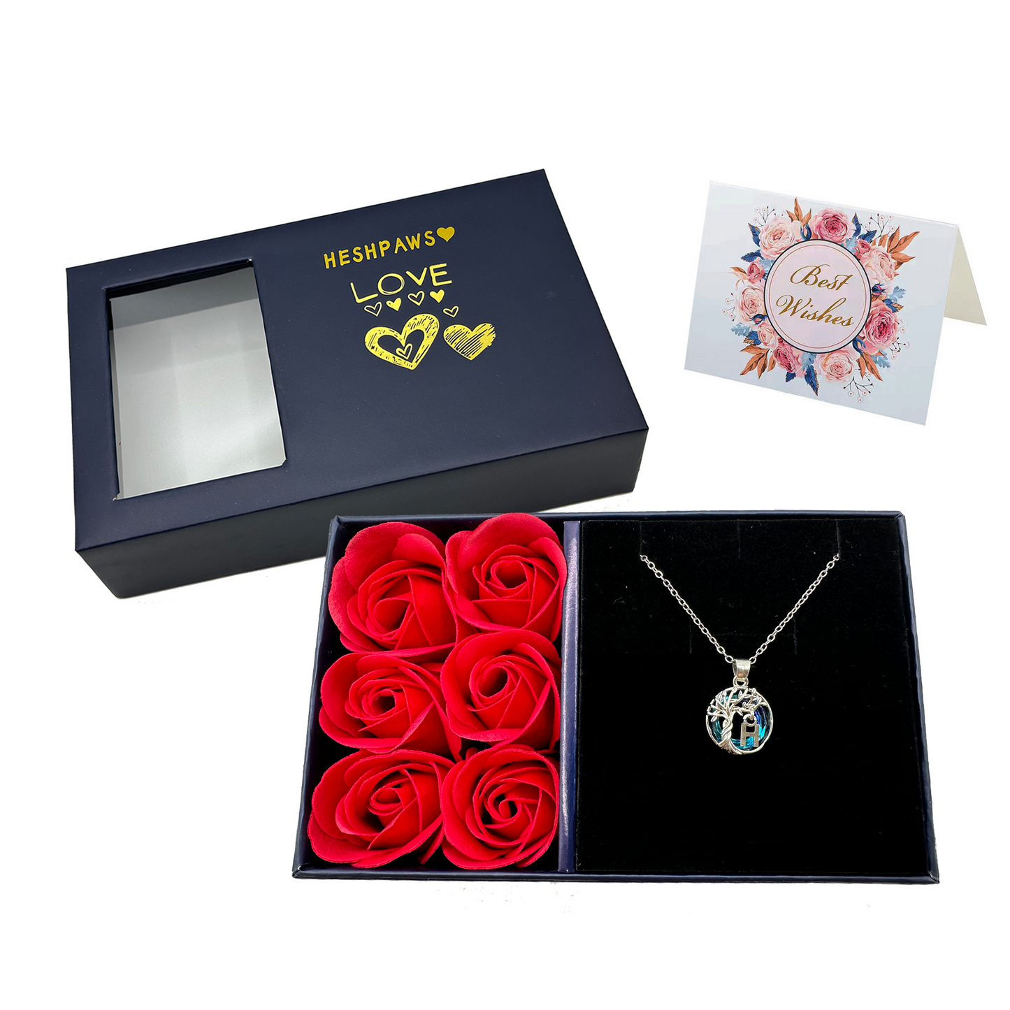 Rose Gift Box Tree of Life Necklace for Women with Initial A-Z Letter Necklace Jewelry Christmas birthday gifts