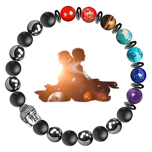 HESHPAWS Buddha 7 Chakra Anti Anxiety Bracelet Stress Relief Natural Crystals Healing Stones Energy Balance Beaded Unisex Bracelet