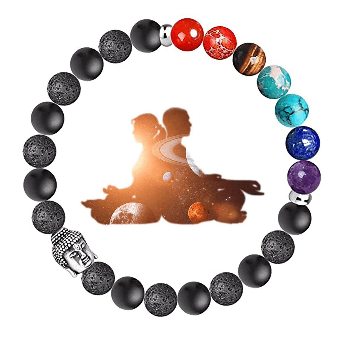 HESHPAWS Buddha 7 Chakra Anti Anxiety Bracelet Stress Relief Natural Crystals Healing Stones Energy Balance Beaded Unisex Bracelet