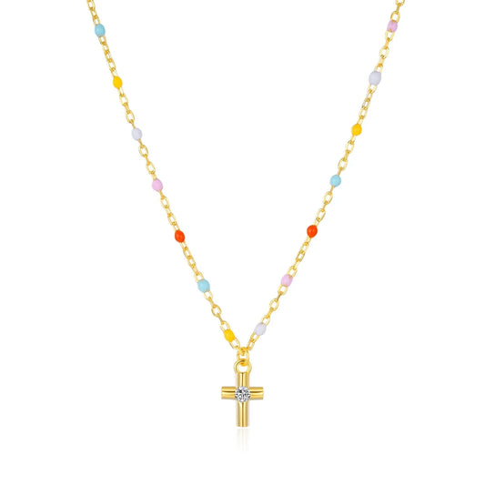 HESHPAWS S925 Sterling Silver Cross Necklace Necklaces for Women Cross Chain Jewelry Gifts （with Gift Box)
