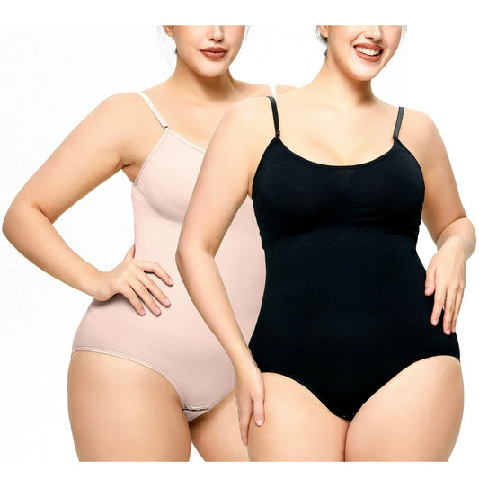 HESHPAWS Women's 2 Piece Bodysuit for Women Tummy Control Shapewear Seamless Sculpting Thong Body Shaper Tank Top