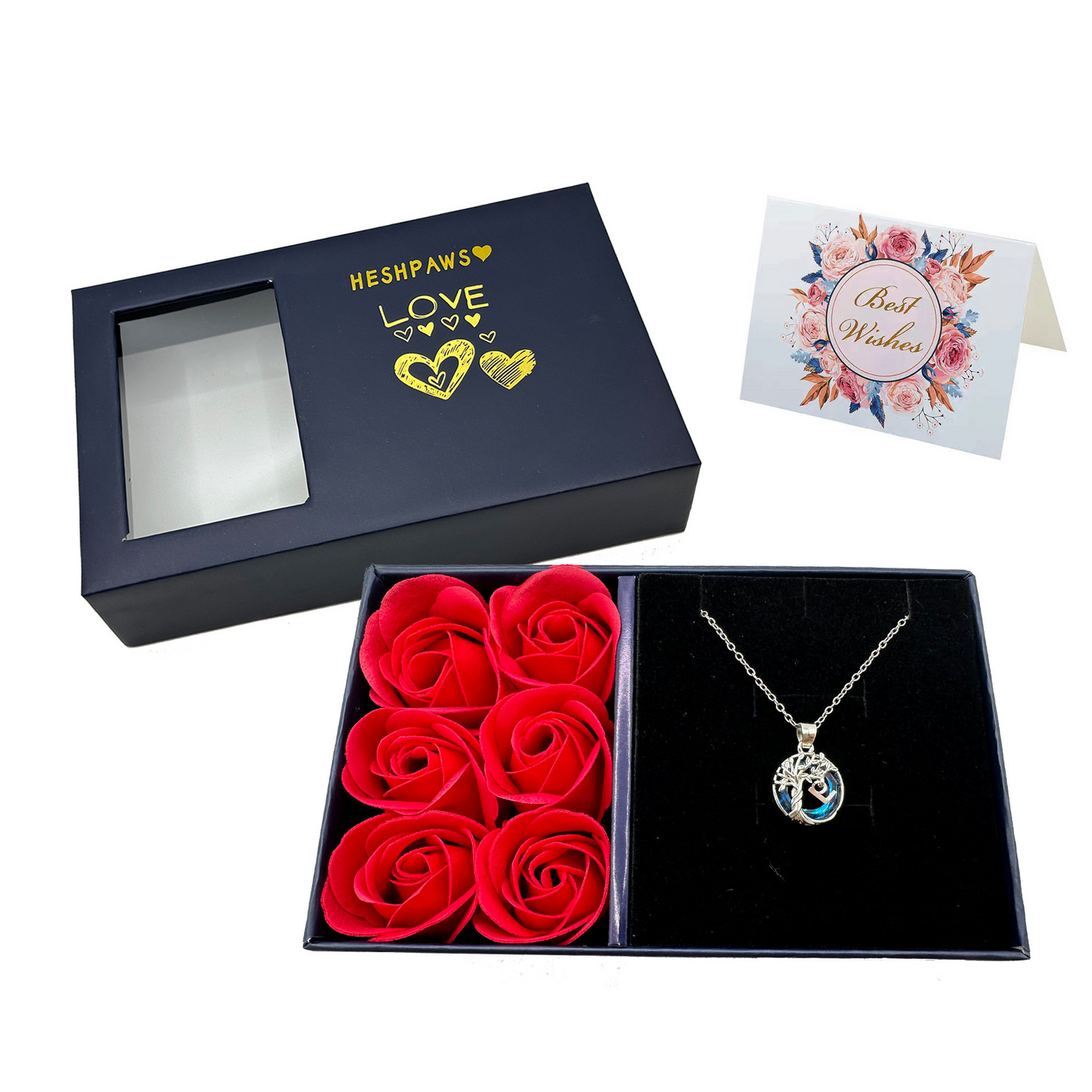 Rose Gift Box Tree of Life Necklace for Women with Initial A-Z Letter Necklace Jewelry Christmas birthday gifts