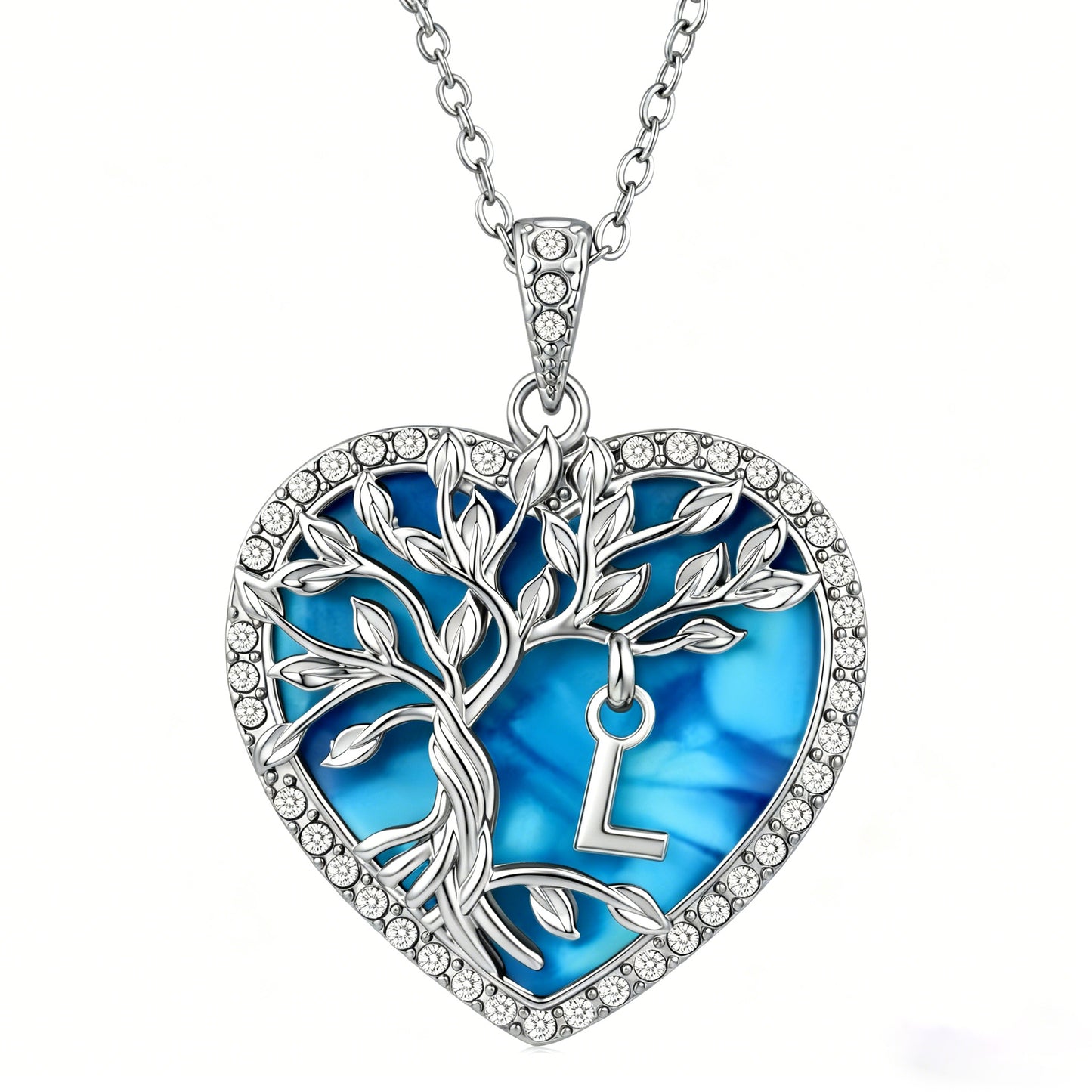 Heshpaws Tree of Life Necklace for Women ，Heart Pendant with Initial Letter , A-Z Alphabet Jewelry for Women, Birthday Anniversary Gift