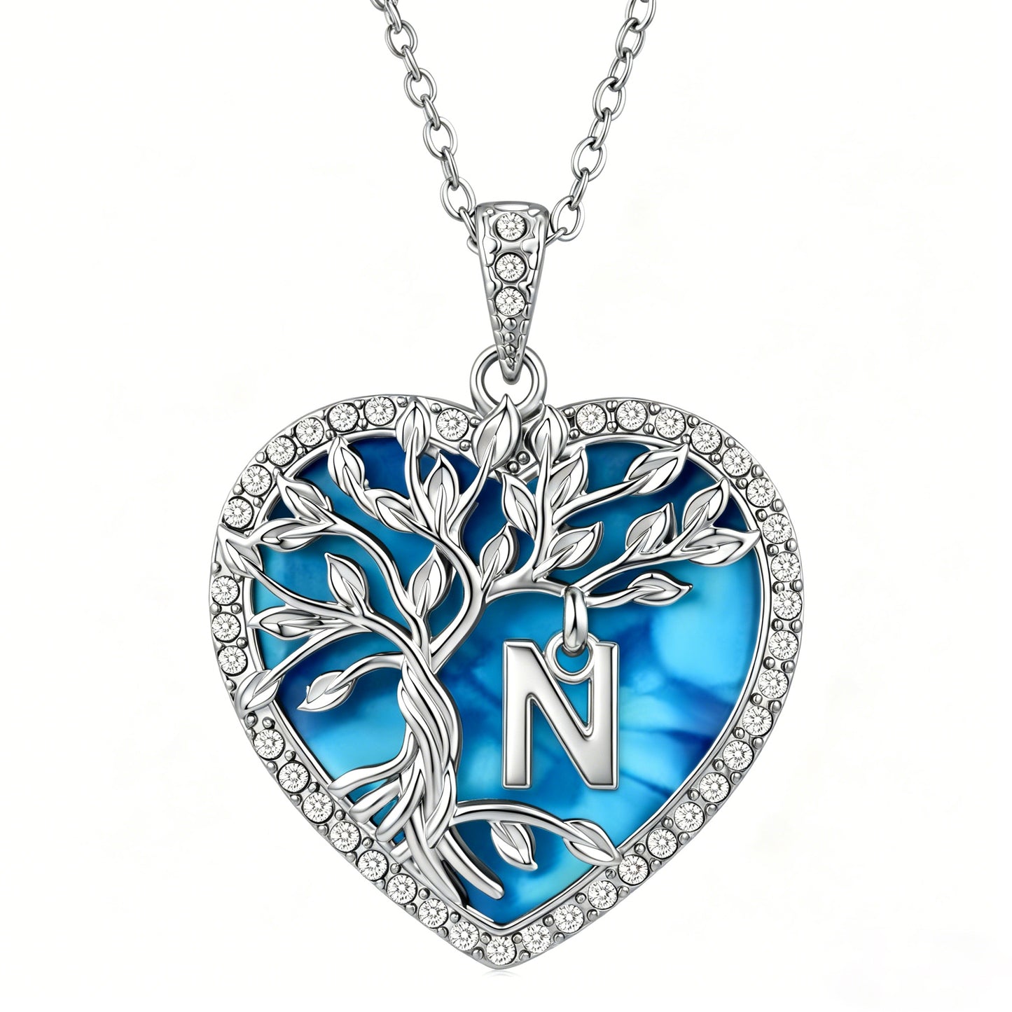 Heshpaws Tree of Life Necklace for Women ，Heart Pendant with Initial Letter , A-Z Alphabet Jewelry for Women, Birthday Anniversary Gift