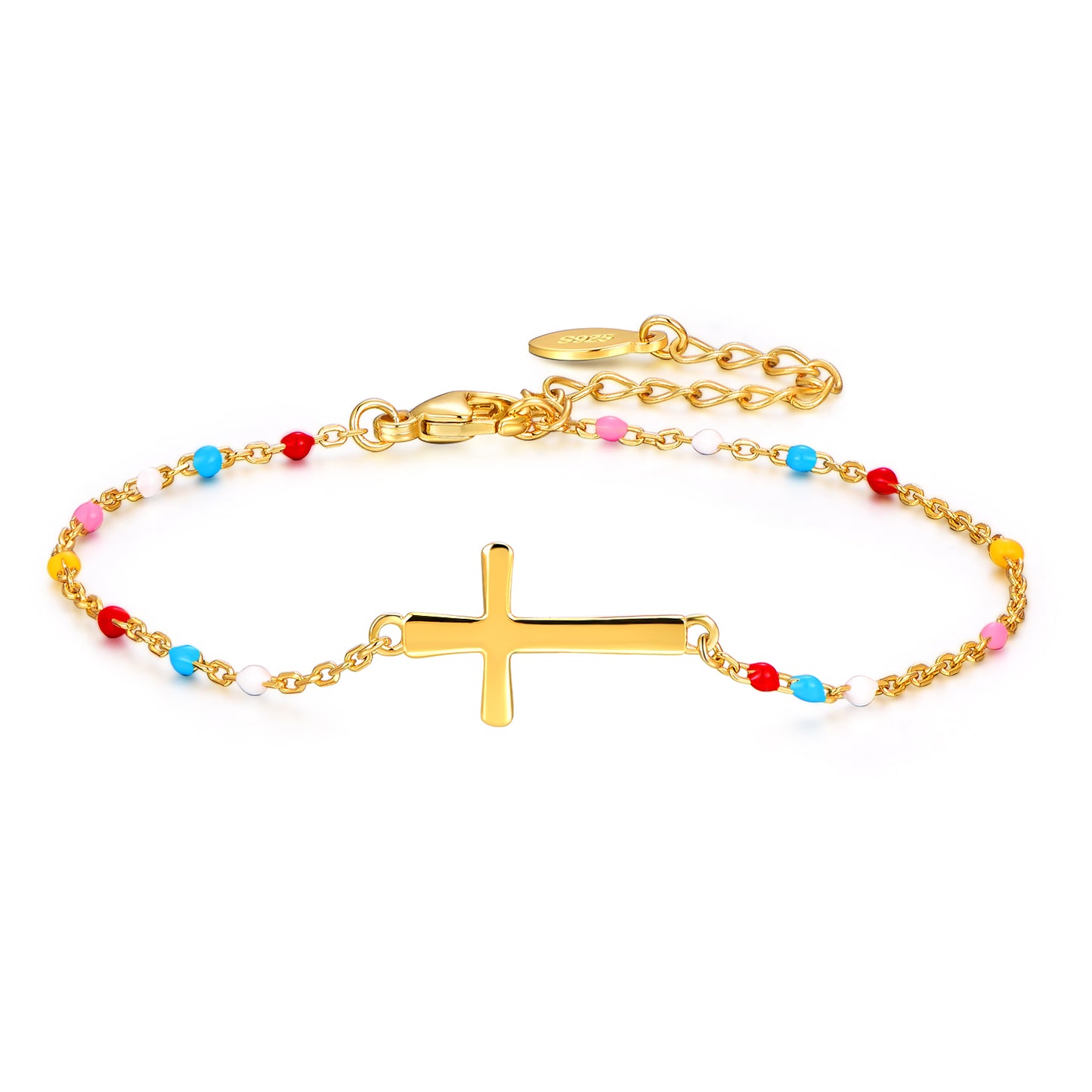 Cross Bracelet/Anklet for Women S925 Sterling Silver Adjustable Cross Faith Bracelet Anklet Religious Cross Jewelry Confirmation Gift for Women Girls