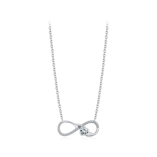 HESHPAWS S925 pure silver heart-shaped Necklace, micro inlaid 8 shaped pendant necklace, Zircon inlay Heart Shaped Collarbone Chain，Hand in hand necklace Jewelry Gift for Women With Gift Box