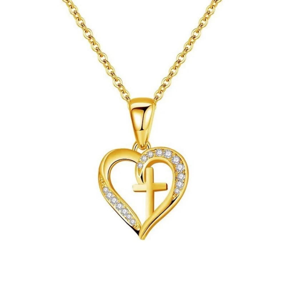 HESHPAWS S925 Sterling Silver Cross Necklace Heart Necklaces for Women Cross Chain Jewelry Gifts