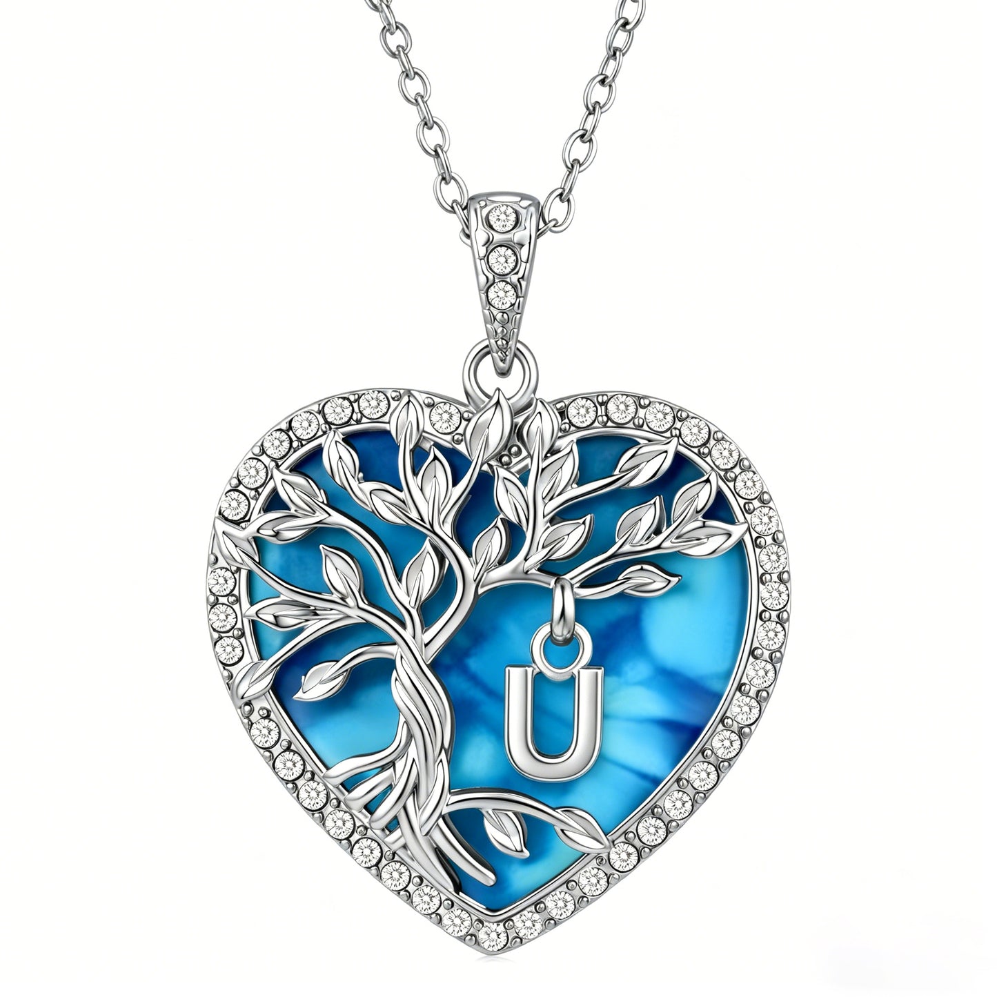 Heshpaws Tree of Life Necklace for Women ，Heart Pendant with Initial Letter , A-Z Alphabet Jewelry for Women, Birthday Anniversary Gift