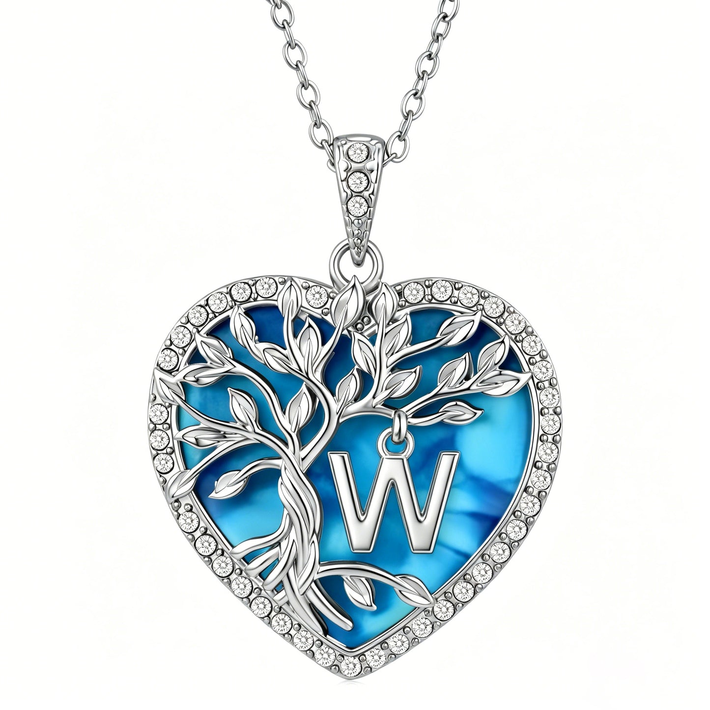 Heshpaws Tree of Life Necklace for Women ，Heart Pendant with Initial Letter , A-Z Alphabet Jewelry for Women, Birthday Anniversary Gift